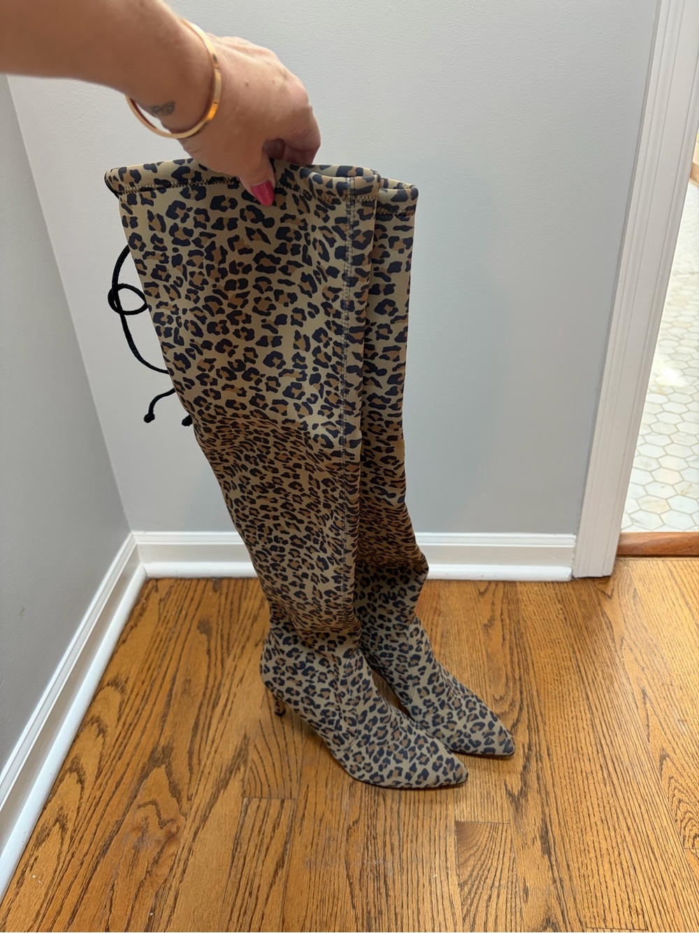 Stuart Weitzman Leopard-Print Over-the-Knee Boots - Tan/Black